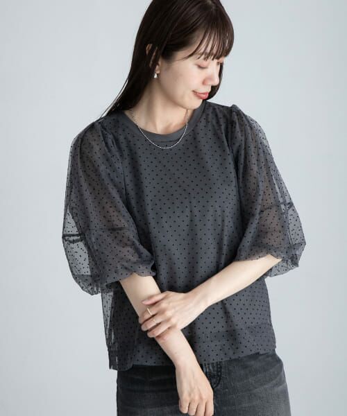 ＊＊Sonny Label / サニーレーベル Tシャツ | 『WEB/一部店舗限定』チュールドットタンクトップドッキングプルオーバー（チャコール）