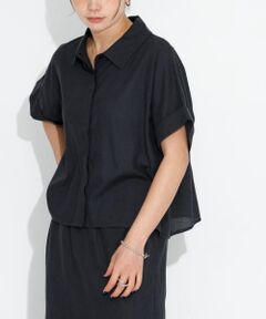 リネン混クロップドドルマンシャツ