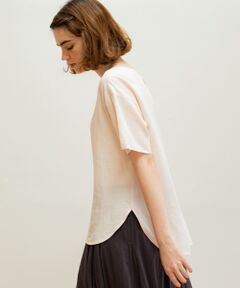 リネン混クルーネックブラウスTシャツ