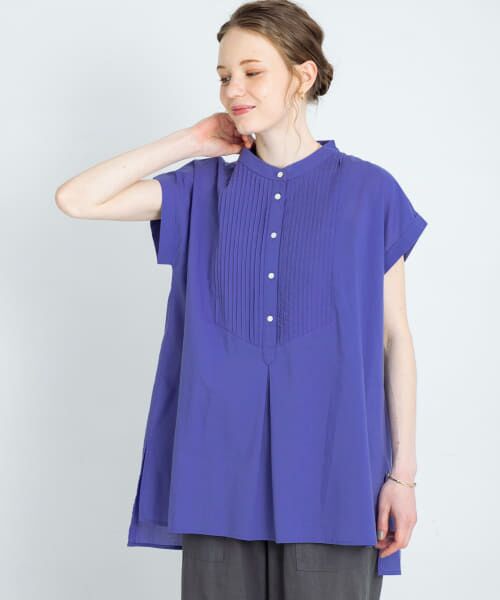 ＊＊Sonny Label / サニーレーベル シャツ・ブラウス | エアリーコットンピンタックドレスシャツ（ブルー）