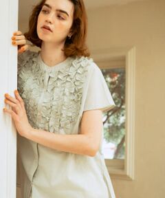 エアリーコットンフリルフレンチシャツブラウス