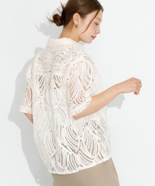 ＊＊Sonny Label / サニーレーベル シャツ・ブラウス | テープレース半袖シャツ（オフ）