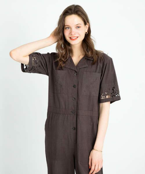 セール】 エンブロイダリーコットンオールインワン （サロペット