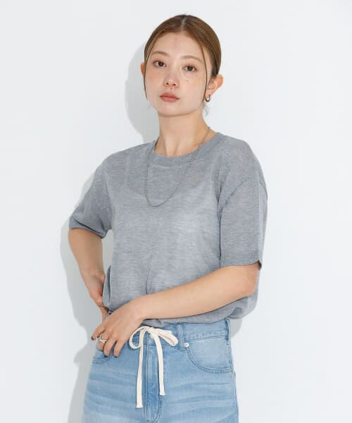 セール】 シアーラメニットTシャツ （ニット・セーター