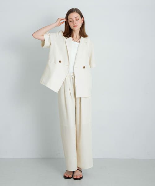 【新品未使用】ハーフスリーブジャケット ベージュ ドライツイル・ハーフスリーブジャケット/40代50代からの