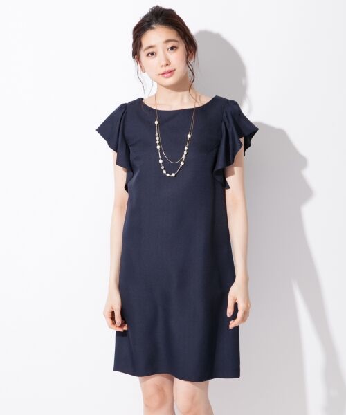 セール 洗える ラッフルスリーブサック ワンピース ドレス S Size Onward 小さいサイズ エスサイズオンワード ファッション通販 タカシマヤファッションスクエア