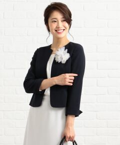 S size ONWARD(小さいサイズ) / エスサイズオンワード ノーカラージャケット | 【セットアップ対応】セレモニーダブルクロス ノーカラージャケット