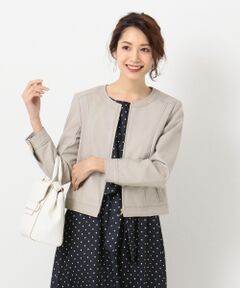 S size ONWARD(小さいサイズ) / エスサイズオンワード ノーカラージャケット | フェイク レザー ブルゾン