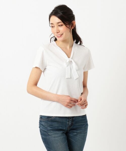 S size ONWARD(小さいサイズ) / エスサイズオンワード Tシャツ | 【接触冷感・UVケア・消臭機能】コンフォートモダール ボウタイ カットソー | 詳細4