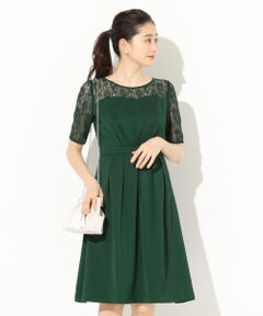 S size ONWARD(小さいサイズ) / エスサイズオンワード ドレス | 【洗える】レースコンビサテン ドレス