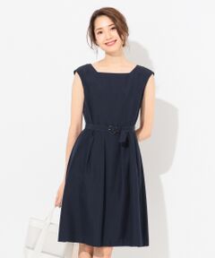 S size ONWARD(小さいサイズ) / エスサイズオンワード ミニ丈・ひざ丈ワンピース | 【ベルト付き】スクエアネックサマー ワンピース