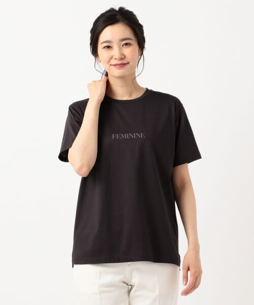 セール 洗える Monotone Logo Print Tシャツ Tシャツ S Size Onward 小さいサイズ エスサイズオンワード ファッション通販 タカシマヤファッションスクエア