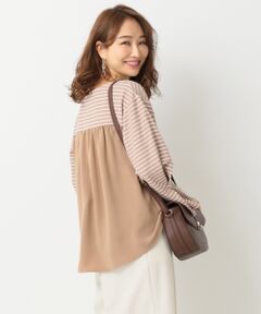 S size ONWARD(小さいサイズ) / エスサイズオンワード Tシャツ | 【洗える】ボーダーコンビ トップス