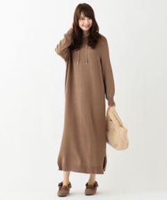 S size ONWARD(小さいサイズ) / エスサイズオンワード ロング・マキシ丈ワンピース | 【洗える】ニットフーディ ワンピース