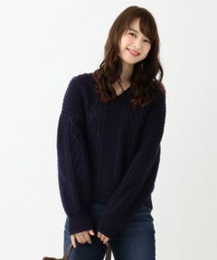 S size ONWARD(小さいサイズ) / エスサイズオンワード ニット・セーター | 【洗える】キーネックケーブル ニット