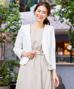 S size ONWARD(小さいサイズ) / エスサイズオンワード ノーカラージャケット | 【洗える】カラーレスジャージー ジャケット