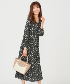 S size ONWARD(小さいサイズ) / エスサイズオンワード ミニ丈・ひざ丈ワンピース | 【洗える】フラワードットプリント ワンピース