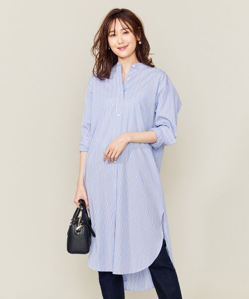 セール Oggi3月号掲載 Jfストライプシャーティング シャツワンピース ミニ丈 ひざ丈ワンピース S Size Onward 小さいサイズ エスサイズオンワード ファッション通販 タカシマヤファッションスクエア