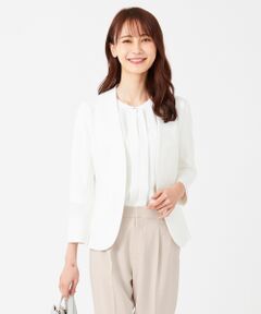 S size ONWARD(小さいサイズ) / エスサイズオンワード ノーカラージャケット | 【道重さゆみさん着用】ノーカラーエアリーポンチ ジャケット