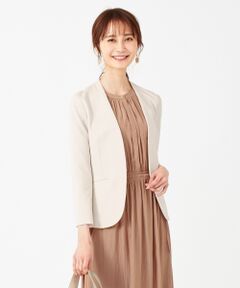 S size ONWARD(小さいサイズ) / エスサイズオンワード ノーカラージャケット | 【道重さゆみさん着用】ノーカラーエアリーポンチ ジャケット