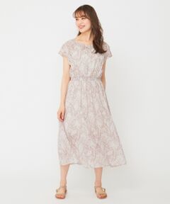 S size ONWARD(小さいサイズ) / エスサイズオンワード ミニ丈・ひざ丈ワンピース | ジオメトリックリーフプリント ワンピース