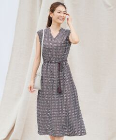 S size ONWARD(小さいサイズ) / エスサイズオンワード ミニ丈・ひざ丈ワンピース | 【洗える】幾何小紋プリント ワンピース