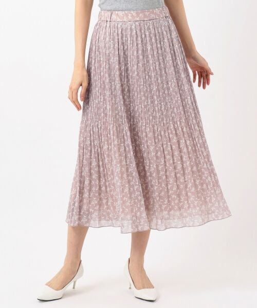【洗える】刺繍風フラワープリントロング スカート