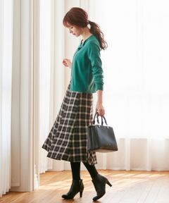 S size ONWARD(小さいサイズ) / エスサイズオンワード ミニ・ひざ丈スカート | 【洗える】フレアチェック/ツイード スカート