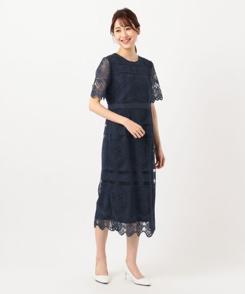 セール Prier パネル柄レースタイトドレス ドレス S Size Onward 小さいサイズ エスサイズオンワード ファッション通販 タカシマヤファッションスクエア