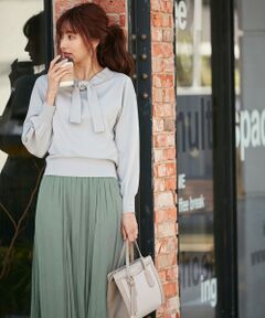 S size ONWARD(小さいサイズ) / エスサイズオンワード ドレス | 【洗える】2WAYボウタイニット×サテン スカート