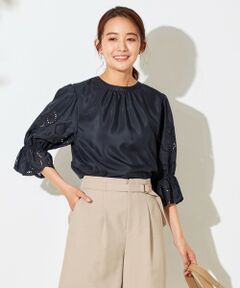 S size ONWARD(小さいサイズ) / エスサイズオンワード シャツ・ブラウス | 【洗える】カットエンブロイダリースリーブ ブラウス