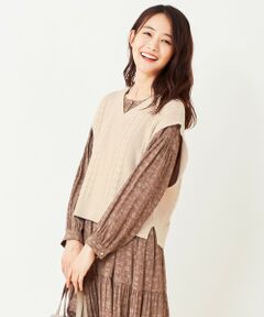 S size ONWARD(小さいサイズ) / エスサイズオンワード ベスト | 【前後着用可】ケーブルニット ベスト