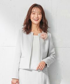 S size ONWARD(小さいサイズ) / エスサイズオンワード ノーカラージャケット | 【セットアップ対応】リップルボーダー ノーカラー ジャケット