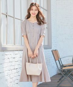 S size ONWARD(小さいサイズ) / エスサイズオンワード ロング・マキシ丈ワンピース | 【洗える】ストライプドビーレース ワンピース