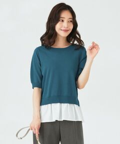 【洗える】シャツテール ニットＴシャツ