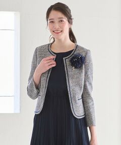 S size ONWARD(小さいサイズ) / エスサイズオンワード ノーカラージャケット | ミニライトボーダー ジャケット