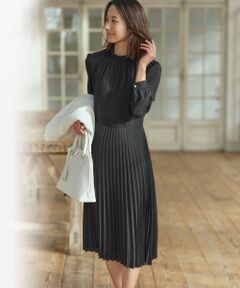 S size ONWARD(小さいサイズ) / エスサイズオンワード ロング・マキシ丈ワンピース | 【洗える】クリスタルアムンゼン ウエスト切り替え ワンピース