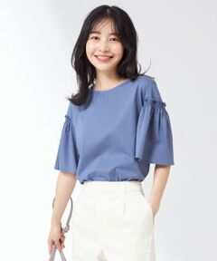 S size ONWARD(小さいサイズ) / エスサイズオンワード カットソー | シルケットストライプ フレアスリーブ カットソー