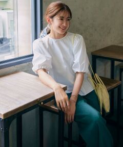 S size ONWARD(小さいサイズ) / エスサイズオンワード シャツ・ブラウス | 【一部店舗限定/洗える】ハイカウントウェザーストレッチ パフスリーブ ブラウス