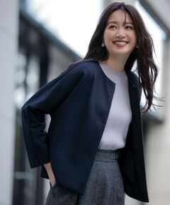 S size ONWARD(小さいサイズ) / エスサイズオンワード ブルゾン | 【洗える】ノーカラーダンボール ブルゾン