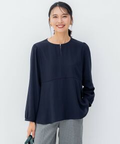 S size ONWARD(小さいサイズ) / エスサイズオンワード シャツ・ブラウス | 【洗える】バックサテンアムンゼン ペプラム デザイン ブラウス