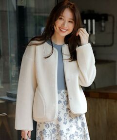 S size ONWARD(小さいサイズ) / エスサイズオンワード ノーカラージャケット | 【2WAY】リバーシブルショートボア アウター