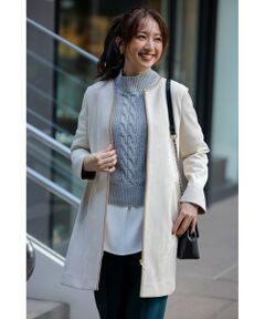 S size ONWARD(小さいサイズ) / エスサイズオンワード ノーカラージャケット | 【洗える】スエードライクトリミング コート