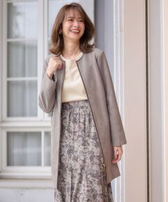 S size ONWARD(小さいサイズ) / エスサイズオンワード ノーカラージャケット | 【洗える】スエードライクトリミング コート