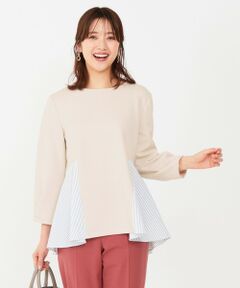 S size ONWARD(小さいサイズ) / エスサイズオンワード カットソー | 【洗える】異素材コンビペプラム トップス