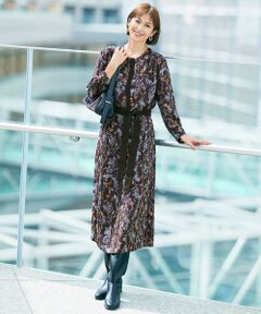 S size ONWARD(小さいサイズ) / エスサイズオンワード ロング・マキシ丈ワンピース | 【WEB&一部店舗限定】ハーバルフロープリント8分袖 ワンピース