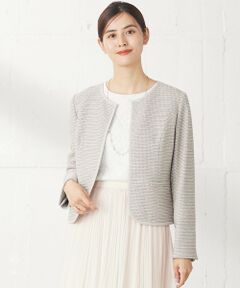 S size ONWARD(小さいサイズ) / エスサイズオンワード ノーカラージャケット | シャイニーストレッチツイード ジャケット