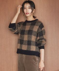 S size ONWARD(小さいサイズ) / エスサイズオンワード ニット・セーター | 【洗える】ブロックチェックジャカード ニット