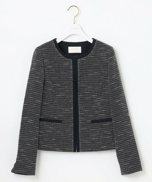 S size ONWARD(小さいサイズ) / エスサイズオンワード ノーカラージャケット | リップルボーダーストレッチ ノーカラージャケット | 詳細16