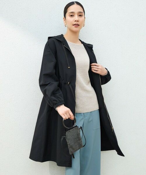 S size ONWARD(小さいサイズ)/エスサイズオンワード 【撥水加工・UVケア・洗える】ライトグログランフーデッド コート [新色]ブラック 32